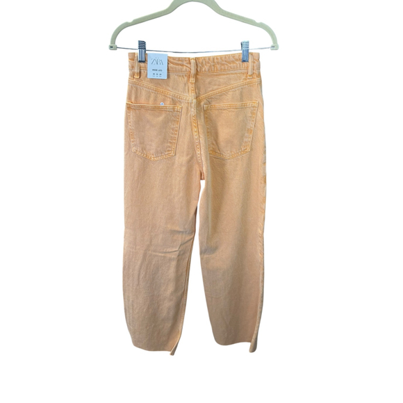 Women's ZARA Orange Wide Leg High-Rise Full Length Jeans Size 4 - Picture 2 of 5